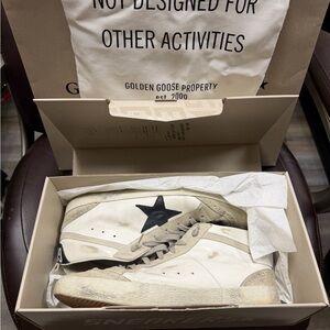 Golden Goose White and Black Midstar Sneakers